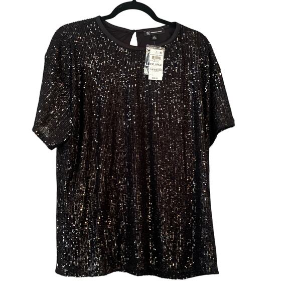 Inc International Concepts Top Black Sequin Blouse XXL NEW Lined Holidays Party - Picture 9 of 9